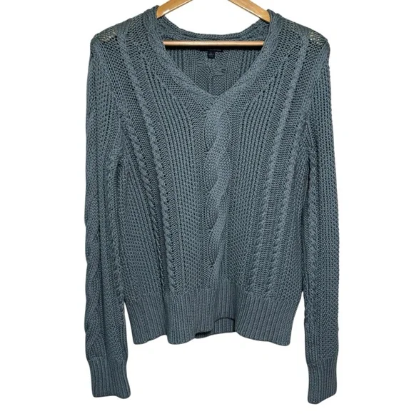 Brooks Brothers 100% cotton cable knit sweater luxe soft heavyweight blue $198 - Picture 2 of 9